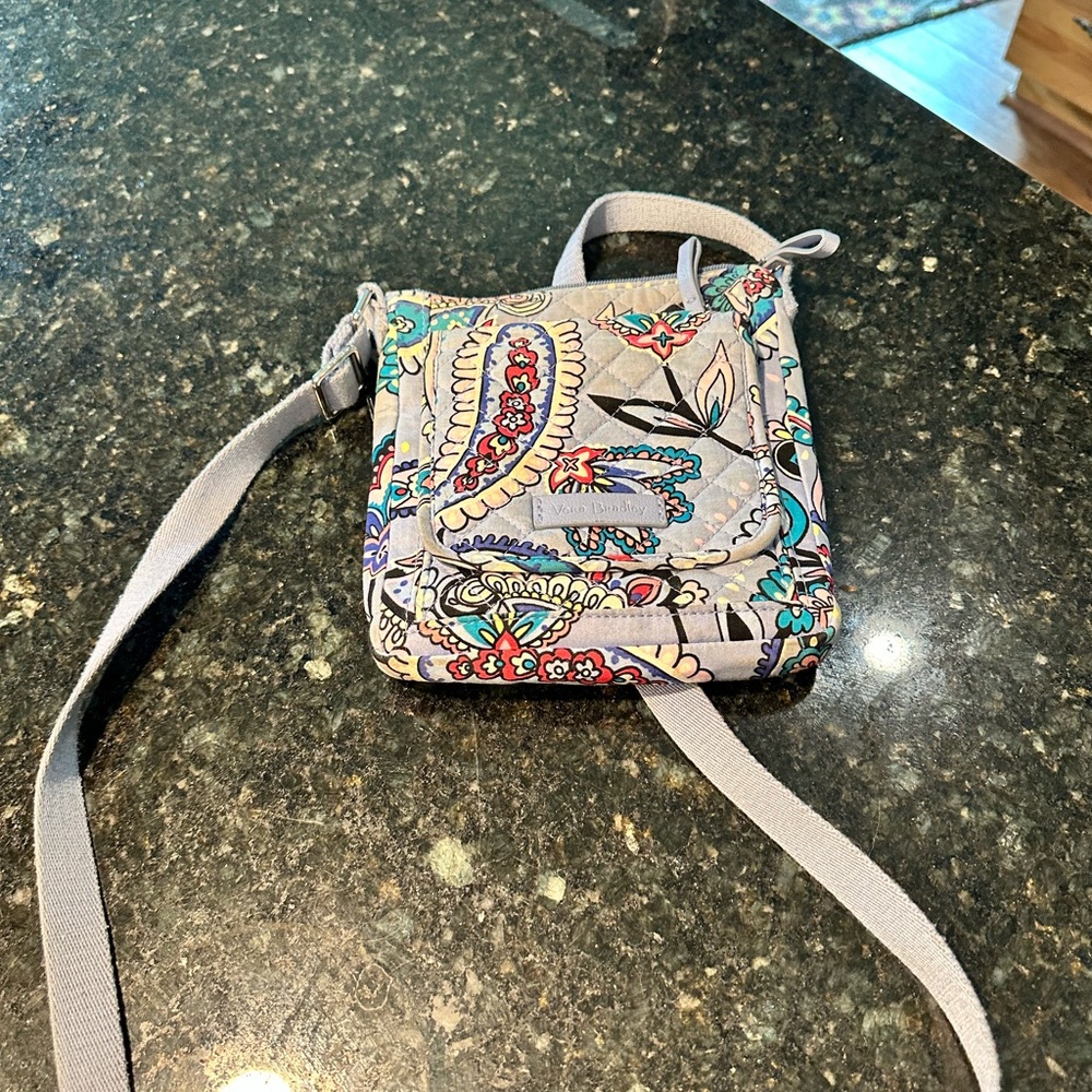 Vera Bradley Paisley Crossbody Bag - Gray and Blue
